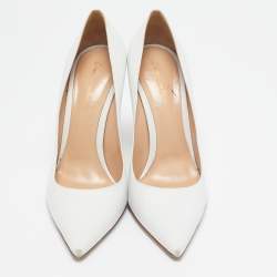 Gianvito Rossi White Leather Decollete Pumps Size 39.5