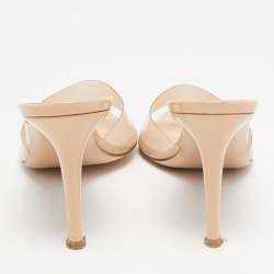 Pre Owned Gianvito Rossi Beige PVC Elle Slide Sandals Size 40