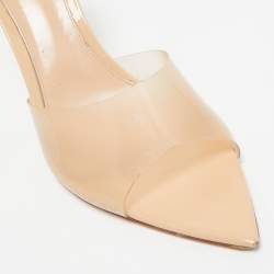 Pre Owned Gianvito Rossi Beige PVC Elle Slide Sandals Size 40