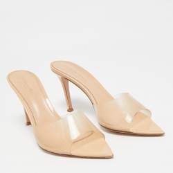 Pre Owned Gianvito Rossi Beige PVC Elle Slide Sandals Size 40