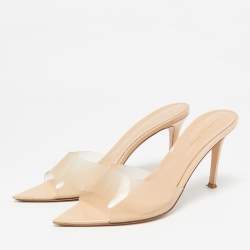 Pre Owned Gianvito Rossi Beige PVC Elle Slide Sandals Size 40