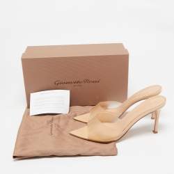 Pre Owned Gianvito Rossi Beige PVC Elle Slide Sandals Size 40