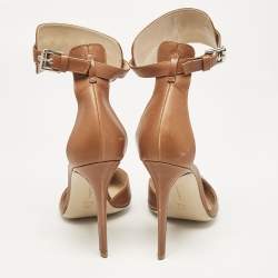 Pre Owned Gianvito Rossi Brown Leather Studded Ankle Cuff Pumps Size 40