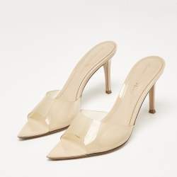 Pre Owned Gianvito Rossi Beige PVC Elle Slide Sandals Size 36.5