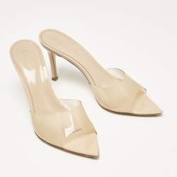 Pre Owned Gianvito Rossi Beige PVC Elle Slide Sandals Size 36.5