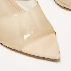 Pre Owned Gianvito Rossi Beige PVC Elle Slide Sandals Size 36.5