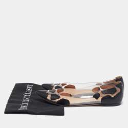Gianvito Rossi Black Leather and PVC Plexi Ballet Flats Size 37