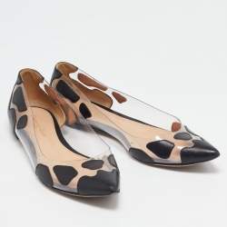 Gianvito Rossi Black Leather and PVC Plexi Ballet Flats Size 37