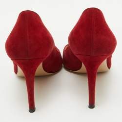 Pre Owned Gianvito Rossi Red Suede Pointed Toe Pumps Size 39