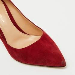 Pre Owned Gianvito Rossi Red Suede Pointed Toe Pumps Size 39