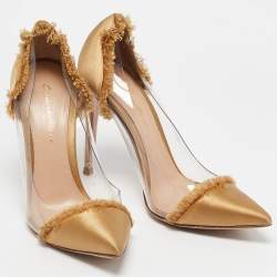 Gianvito Rossi Gold PVC and Satin Plexi Pumps Size 37