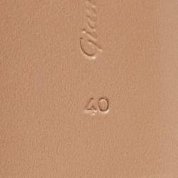 Pre Owned Gianvito Rossi Silver Satin Crystal Embellished Platform Slide Sandals Size 40