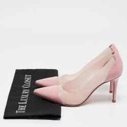 Pre Owned Gianvito Rossi Pink Patent Leather and PVC Plexi Pumps Size 36