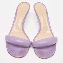 Pre Owned Gianvito Rossi Purple Leather Elle Slide Sandals Size 40