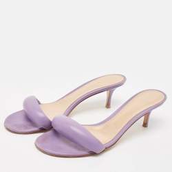Pre Owned Gianvito Rossi Purple Leather Elle Slide Sandals Size 40