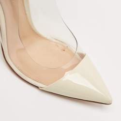Pre Owned Gianvito Rossi Cream/Transparent Patent Leather and PVC Plexi Slingback Pumps Size 38