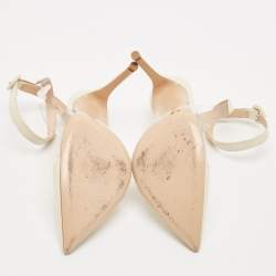 Pre Owned Gianvito Rossi Cream/Transparent Patent Leather and PVC Plexi Slingback Pumps Size 38