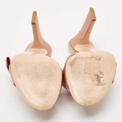 Pre Owned Gianvito Rossi Beige Satin Bow Slide Sandals Size 39