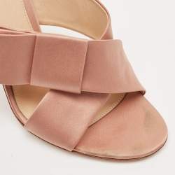 Pre Owned Gianvito Rossi Beige Satin Bow Slide Sandals Size 39