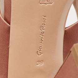 Pre Owned Gianvito Rossi Beige Satin Bow Slide Sandals Size 39