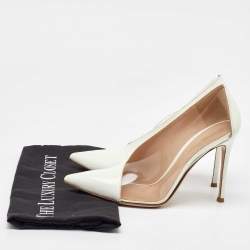 Pre Owned Gianvito Rossi White Patent Leather and PVC Deela Pointed Toe Pumps Size 39
