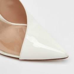 Pre Owned Gianvito Rossi White Patent Leather and PVC Deela Pointed Toe Pumps Size 39