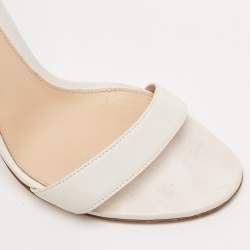 Pre Owned Gianvito Rossi White Leather Portofino Sandals Size 37.5