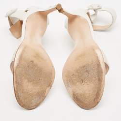 Pre Owned Gianvito Rossi White Leather Portofino Sandals Size 37.5