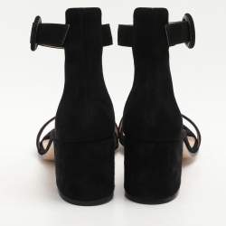 Gianvito Rossi Black Suede Versilia Sandals Size 38.5