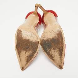 Gianvito Rossi Transparent/Red Suede and PVC Plexi Pointed Toe Pumps Size 38.5