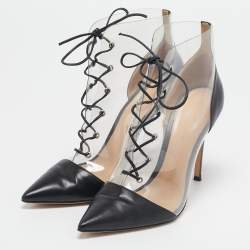 Gianvito Rossi Black/Transparent PVC and Leather Helmut Lace Up Boots Size 40