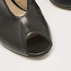 Gianvito Rossi Black Leather Peep Toe Vamp Ankle Boots Size 37