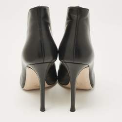 Gianvito Rossi Black Leather Peep Toe Vamp Ankle Boots Size 37