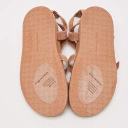 Pre Owned Gianvito Rossi Beige Suede Gladiator Flat Sandals Size 39.5