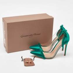 Gianvito Rossi Green/Transparent PVC and Satin Plexi Pointed Toe Pumps Size 39