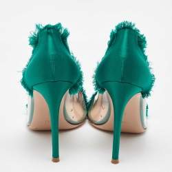 Gianvito Rossi Green/Transparent PVC and Satin Plexi Pointed Toe Pumps Size 39