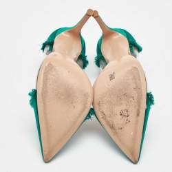 Gianvito Rossi Green/Transparent PVC and Satin Plexi Pointed Toe Pumps Size 39