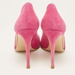 Pre Owned Gianvito Rossi Pink Mesh and Suede Pointed Toe Pumps Size 37
