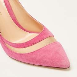 Pre Owned Gianvito Rossi Pink Mesh and Suede Pointed Toe Pumps Size 37