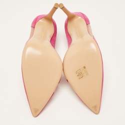 Pre Owned Gianvito Rossi Pink Mesh and Suede Pointed Toe Pumps Size 37