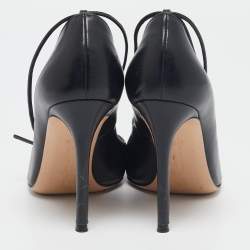 Gianvito Rossi Black Leather Femi Lace-Up Pumps Size 38.5
