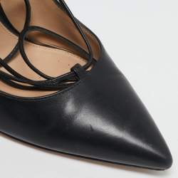 Gianvito Rossi Black Leather Femi Lace-Up Pumps Size 38.5