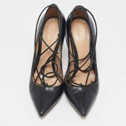 Gianvito Rossi Black Leather Femi Lace-Up Pumps Size 38.5