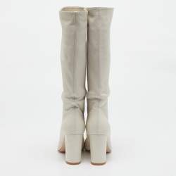 Gianvito Rossi Off White Leather Calf Length Boots Size 39