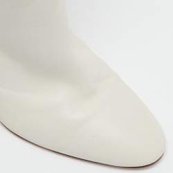 Gianvito Rossi Off White Leather Calf Length Boots Size 39
