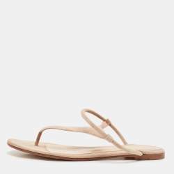 Gianvito Rossi Beige Suede Thong Flat Sandals Size 37.5