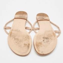 Gianvito Rossi Beige Suede Thong Flat Sandals Size 37.5
