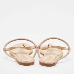Gianvito Rossi Beige Suede Thong Flat Sandals Size 37.5