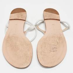 Gianvito Rossi White Leather Thong Flat Sandals Size 37.5