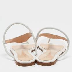 Gianvito Rossi White Leather Thong Flat Sandals Size 37.5